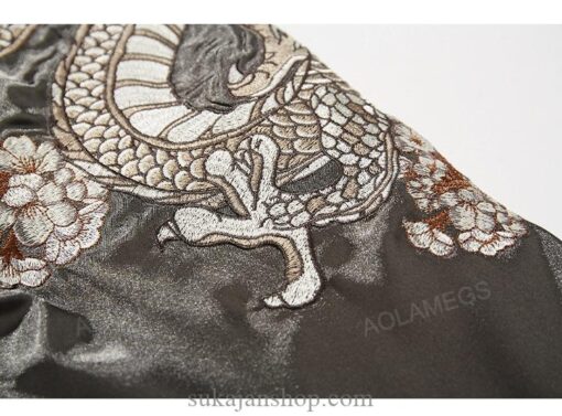 Japanese Satin Dragon Embroidery Bird Sukajan Jacket 11