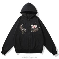 Cherry Blossom Legendary Fox Embroidered Sukajan Zip-Up Hoodie 2