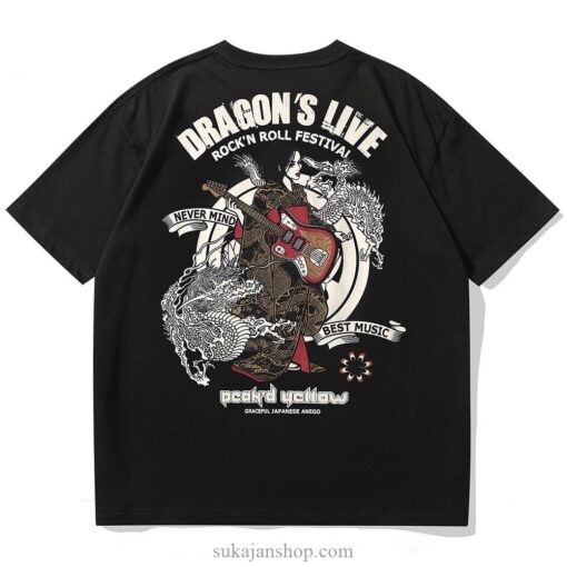 Dragon Rocking Graphic Geisha Sukajan T-shirt