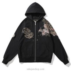 Ancient Dragon Retro Embroidered Sukajan Zip-Up Hoodie 2