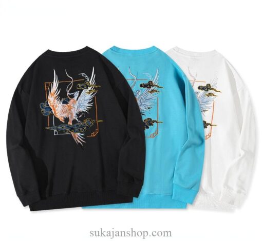 Cloud Crane Harajuku Hoodies Casual Pullover Cotton Sweatshirt 9