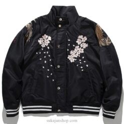 Golden Japanese Embroidery Stand Collar Sukajan Souvenir Jacket 2