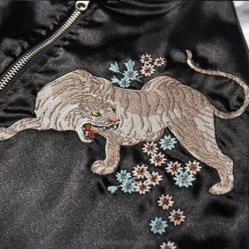 Roaring Retro Satin Tiger Flower Embroidery Sukajan Souvenir Jacket 4