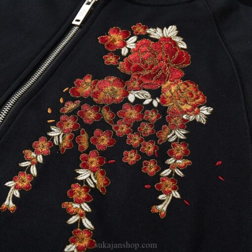 Legendary Dragon Cherry Flowers Embroidered Sukajan Zip-Up Hoodie 3