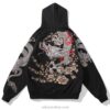 Mythical Dragon Floral Embroidered Sukajan Zip-Up Hoodie