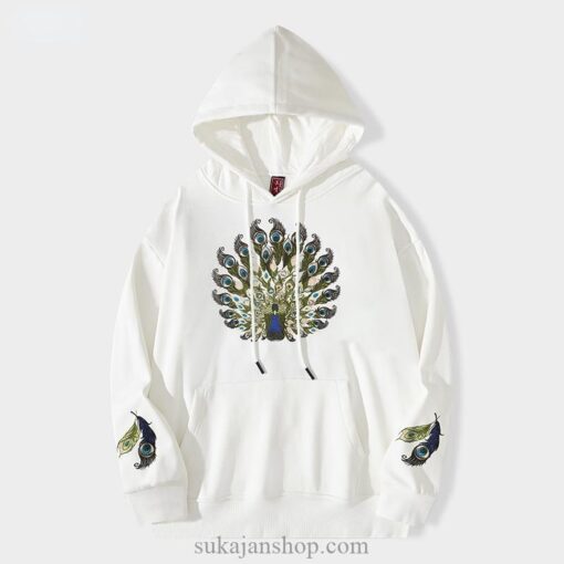 Mythical Peacock Embroidered Sukajan Hoodie 6