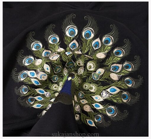 Mythical Peacock Embroidered Sukajan Hoodie 10