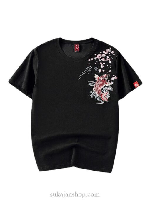 Cotton Cute Japanese Carp Sukajan Embroidered Sukajan T-shirt 4