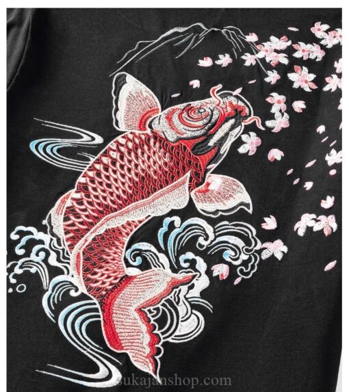 Cotton Cute Japanese Carp Sukajan Embroidered Sukajan T-shirt 13