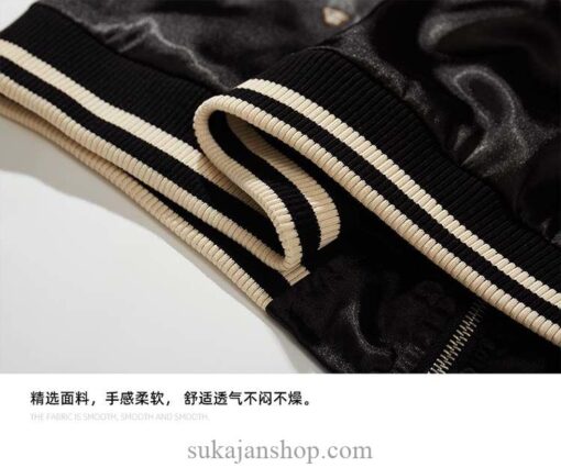 Black White Spring and Autumn Embroidered Jacket Dragon Sukajan Jacket 8