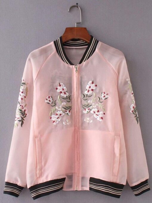 Spring Summer Thin Flower Embroidery Floral Sukajan Cute Jacket 6