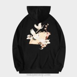 Autumn Japanese Crane Casual Streetwear Sukajan Hoodie 1