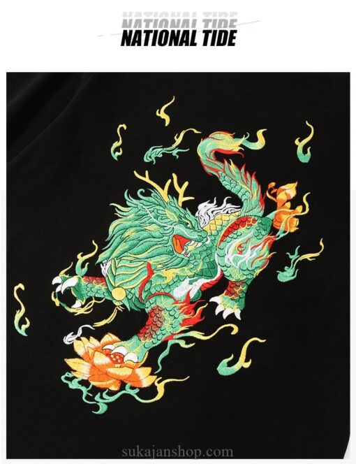 Men Embroidery Kirin Casual Dragon Summer T-Shirt 10