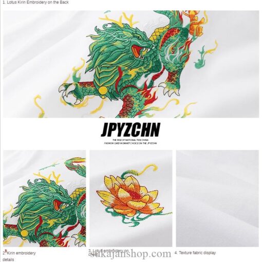 Men Embroidery Kirin Casual Dragon Summer T-Shirt 4