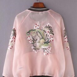 Spring Summer Thin Flower Embroidery Floral Sukajan Cute Jacket 2