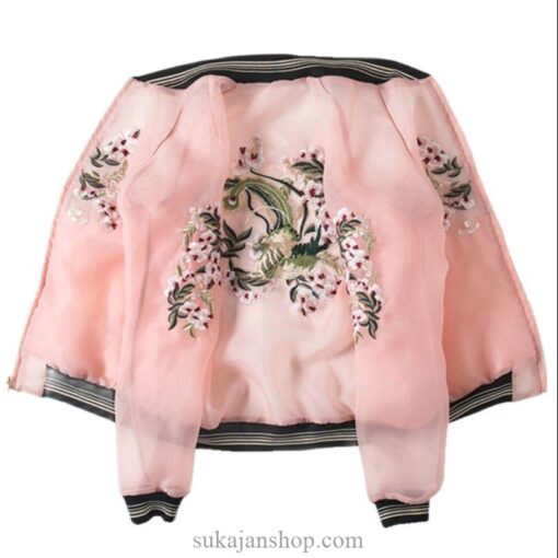 Spring Summer Thin Flower Embroidery Floral Sukajan Cute Jacket 1