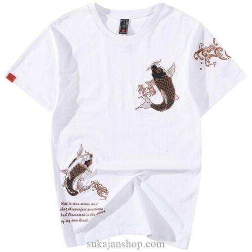 Japanese Golden Jumping Carp Embroidered Sukajan T-shirt 3
