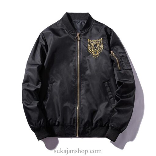 Golden Lone Tiger Embroidered Sukajan Jacket 2 Golden Lone Tiger Embroidered Sukajan Jacket 2