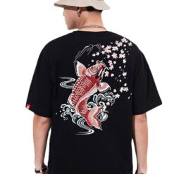 Cotton Cute Japanese Carp Sukajan Embroidered Sukajan T-shirt 2