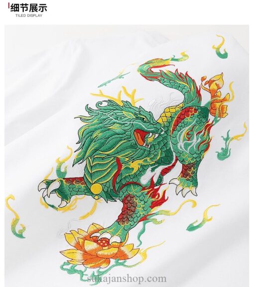 Men Embroidery Kirin Casual Dragon Summer T-Shirt 13