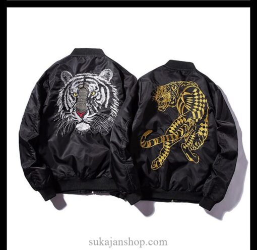 Golden Lone Tiger Embroidered Sukajan Jacket 12