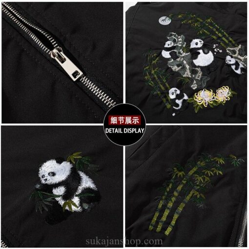 Cute Panda Bamboo Embroidered Sukajan Souvenir Jacket 4