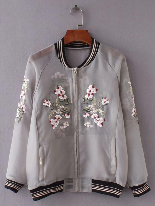 Spring Summer Thin Flower Embroidery Floral Sukajan Cute Jacket 10