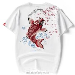 Cotton Cute Japanese Carp Sukajan Embroidered Sukajan T-shirt 1 Cotton Cute Japanese Carp Sukajan Embroidered Sukajan T-shirt 1