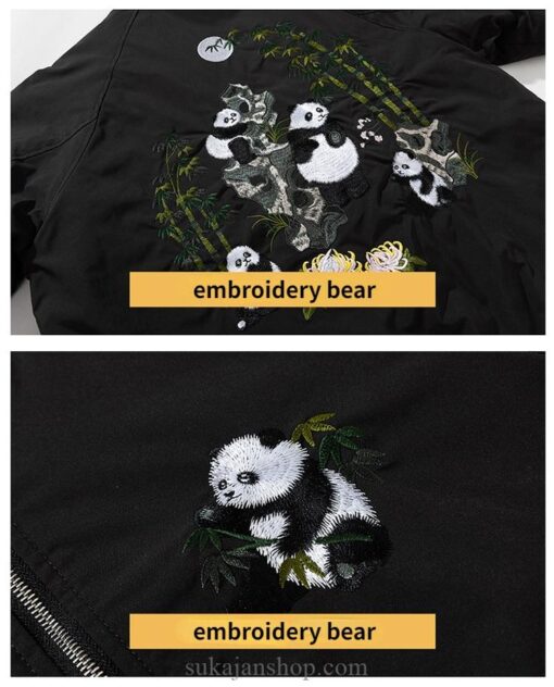 Cute Panda Bamboo Embroidered Sukajan Souvenir Jacket 12