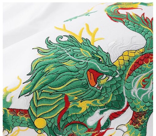 Men Embroidery Kirin Casual Dragon Summer T-Shirt 14