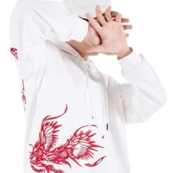 Phoenix Harajuku Vintage Cotton Embroidered Sukajan Hoodie (Black and White Colors) 2