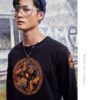 Retro Dragon Circle Symbols Embroidered O Neck Sweatshirt 14