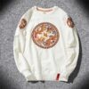 Retro Dragon Circle Symbols Embroidered O Neck Sweatshirt 2 Retro Dragon Circle Symbols Embroidered O Neck Sweatshirt 2
