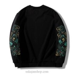 Asian Green Dragon Embroidery Sukajan Fleece Hoodie 2