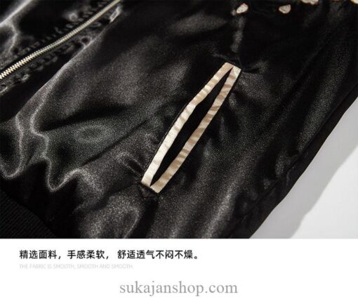 Black White Spring and Autumn Embroidered Jacket Dragon Sukajan Jacket 13