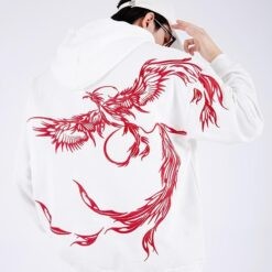 Phoenix Harajuku Vintage Cotton Embroidered Sukajan Hoodie (Black and White Colors) 1 Phoenix Harajuku Vintage Cotton Embroidered Sukajan Hoodie (Black and White Colors) 1