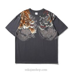 Japanese Style Roaring Tiger Dragon Print Sukajan T Shirt 2