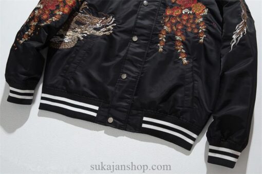 Winter Hip Hop Streetwear Chinese Dragon Embroidered Bomber Jacket 10