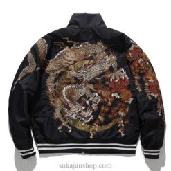 Winter Hip Hop Streetwear Chinese Dragon Embroidered Bomber Jacket