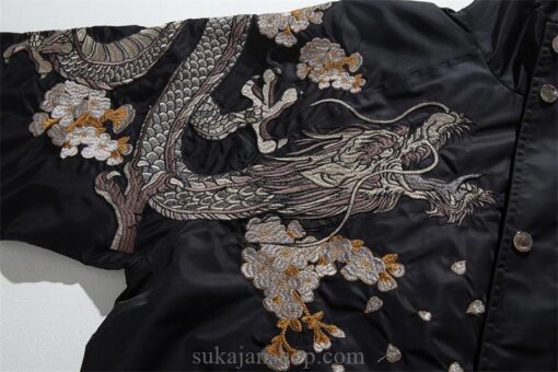 Autumn/Winter Chinese Dragon Embroidered Bomber Jacket 10