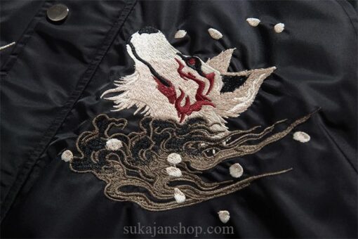 Casual Streetwear Vintage Fox Embroidered Bomber Jacket 11