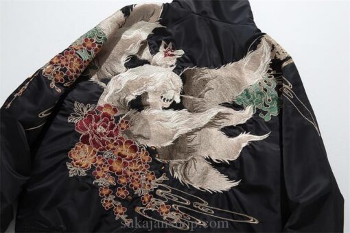 Casual Streetwear Vintage Fox Embroidered Bomber Jacket 10