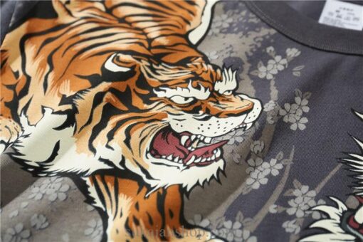 Japanese Style Roaring Tiger Dragon Print Sukajan T Shirt 12