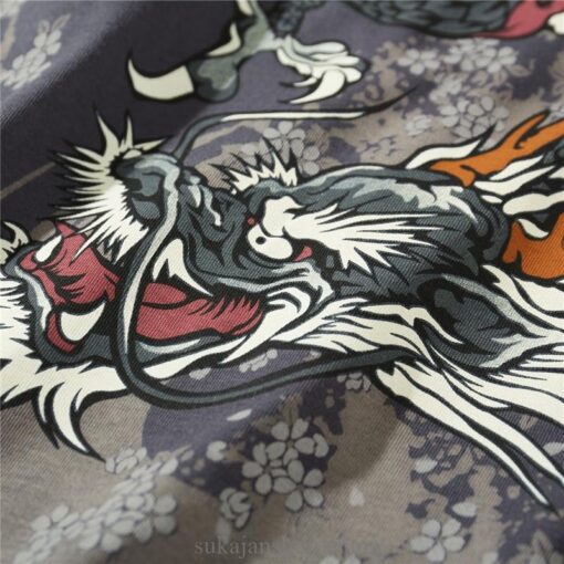 Japanese Style Roaring Tiger Dragon Print Sukajan T Shirt 4
