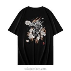 Embroidery Dragon Harajuku Retro Fashion Flower T-Shirt 1 Embroidery Dragon Harajuku Retro Fashion Flower T-Shirt 1