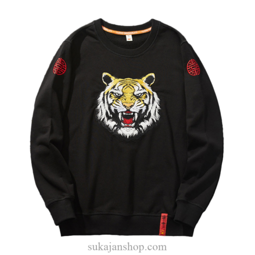 Embroidered Tiger Velvet Fleece Streetwear Sukajan Hoodie 1