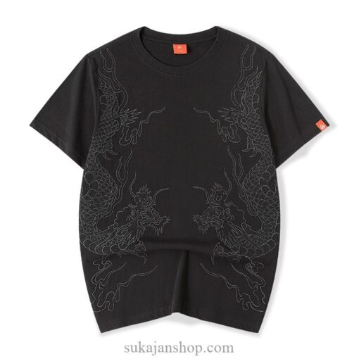 Dragon Cotton Y2K Streetwear Sukajan T-Shirt 1