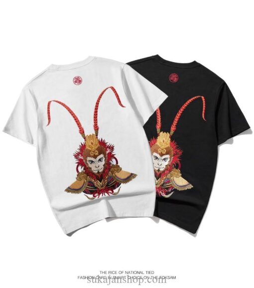 Monkey Embroidery T Shirt Chinese Hip Hop Sukajan T-Shirt 10