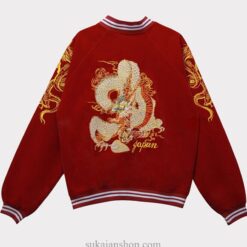 Red Dragon Embroidery Baseball Sukajan Jacket 4