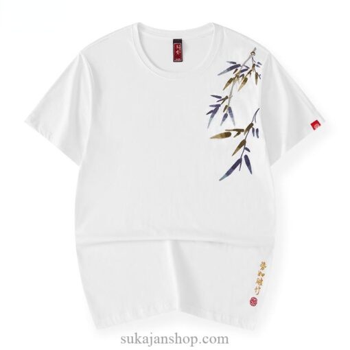 Embroidery Bamboo Embroidery Cotton Harajuku Sukajan T-Shirt 3